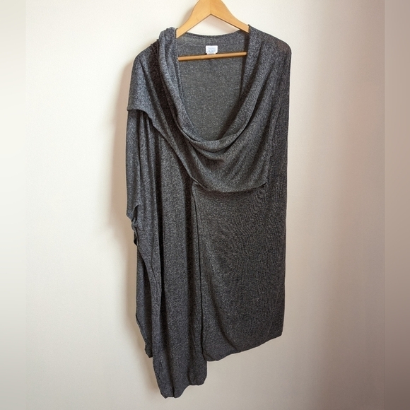 Sigrid OLSEN Grey Lagenlook Minimalist Open Front Long Lined Cardigan One Size - Picture 3 of 6